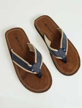 2 Tone Upper Wide Vamp Sandals - Navy