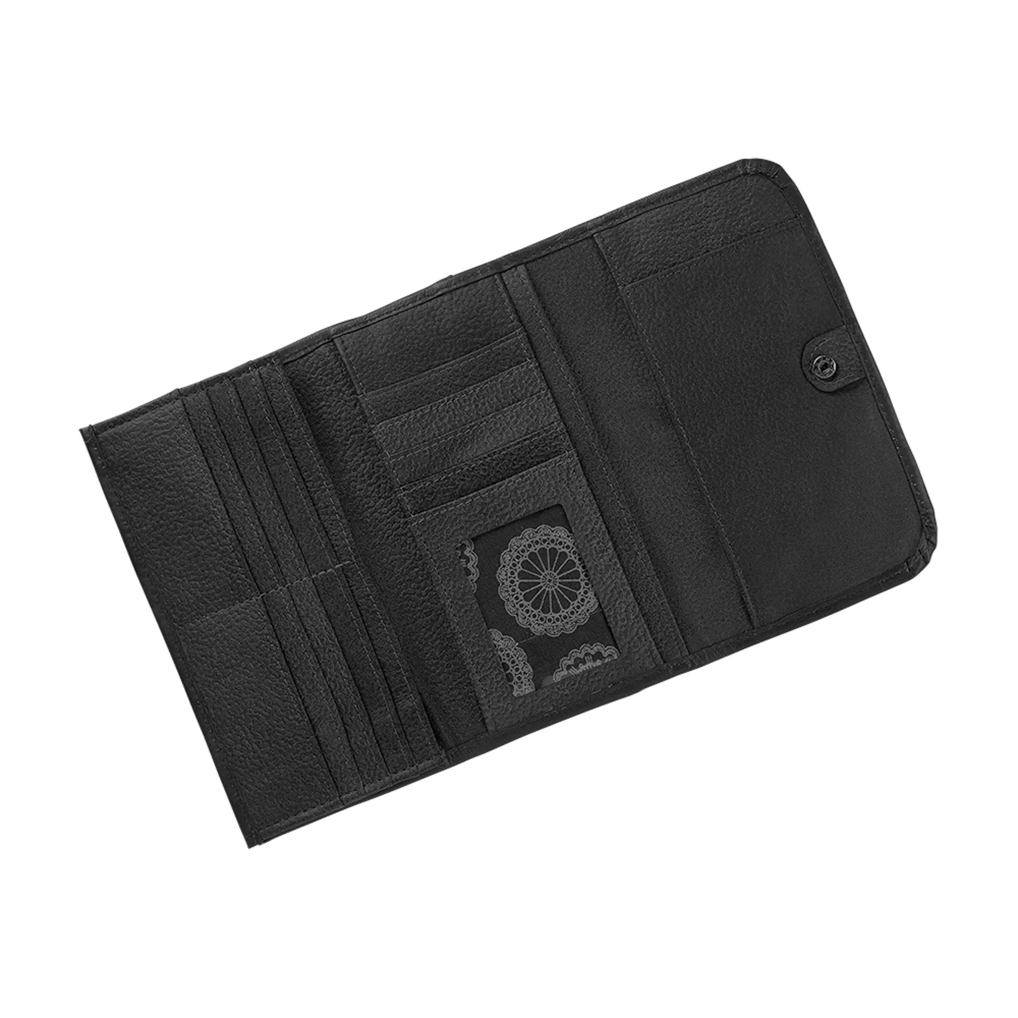 American West Black Tooled Leather Trifold Wallet