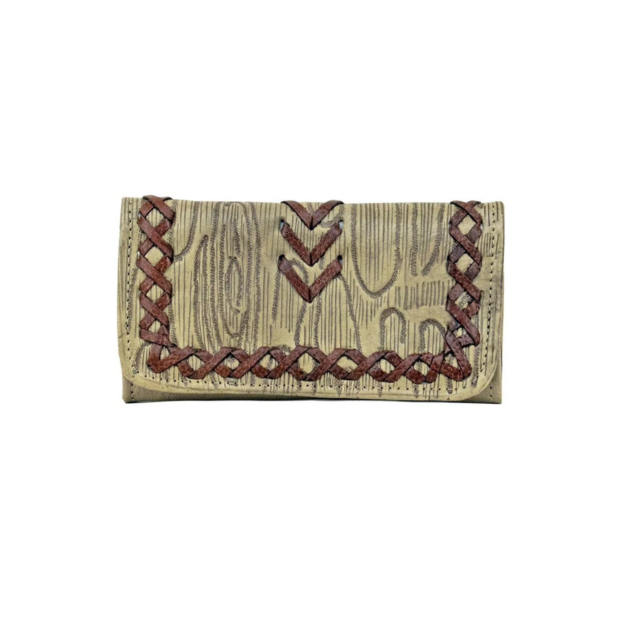 American West Driftwood Sand Leather Trifold Wallet