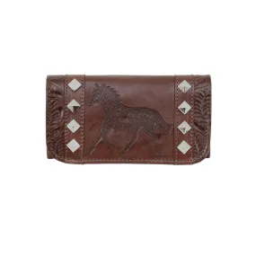 American West Hitchin Post Chestnut Brown Leather Trifold Wallet