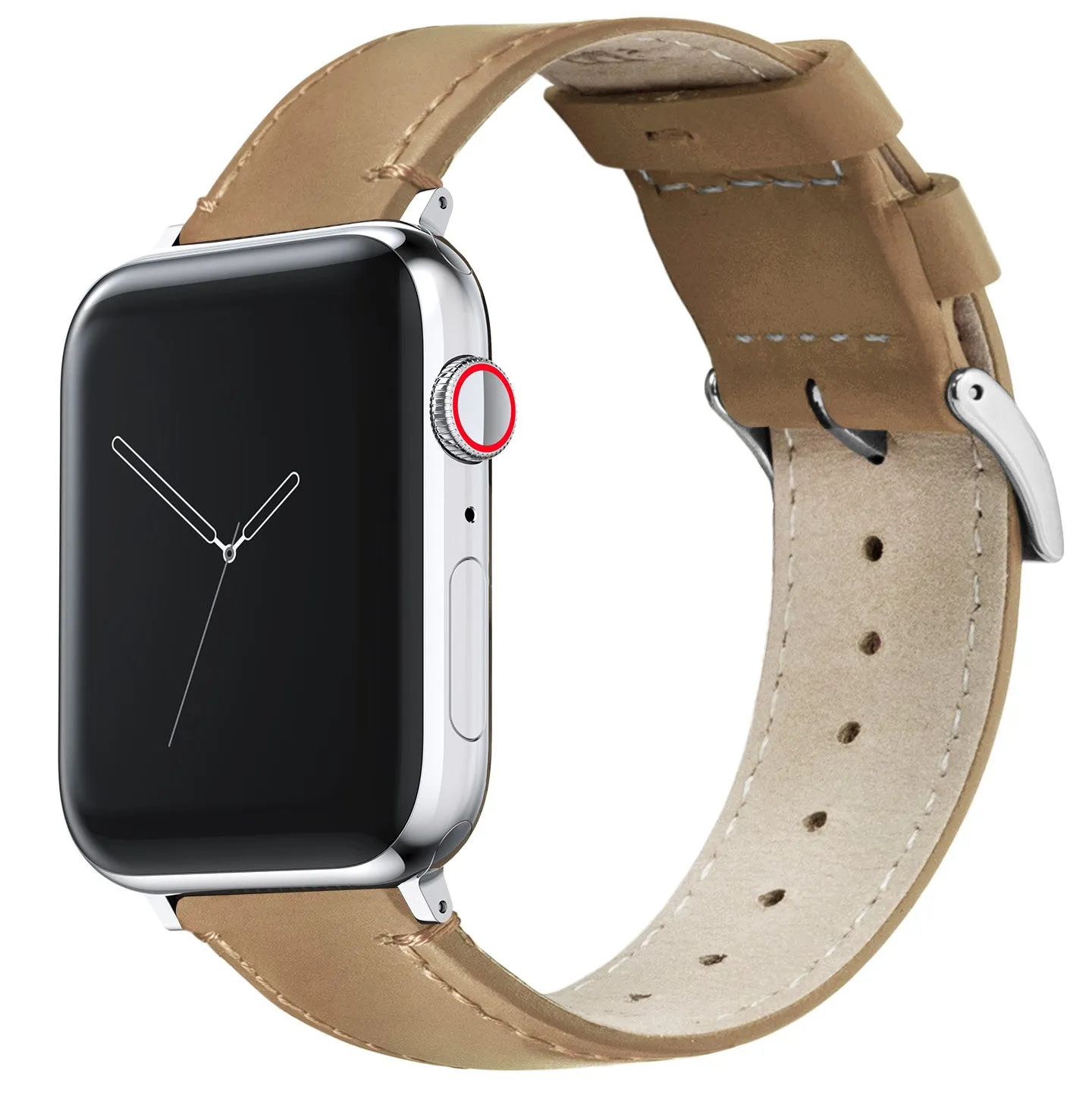 Apple Gingerbread Leather Stitching Watch Band