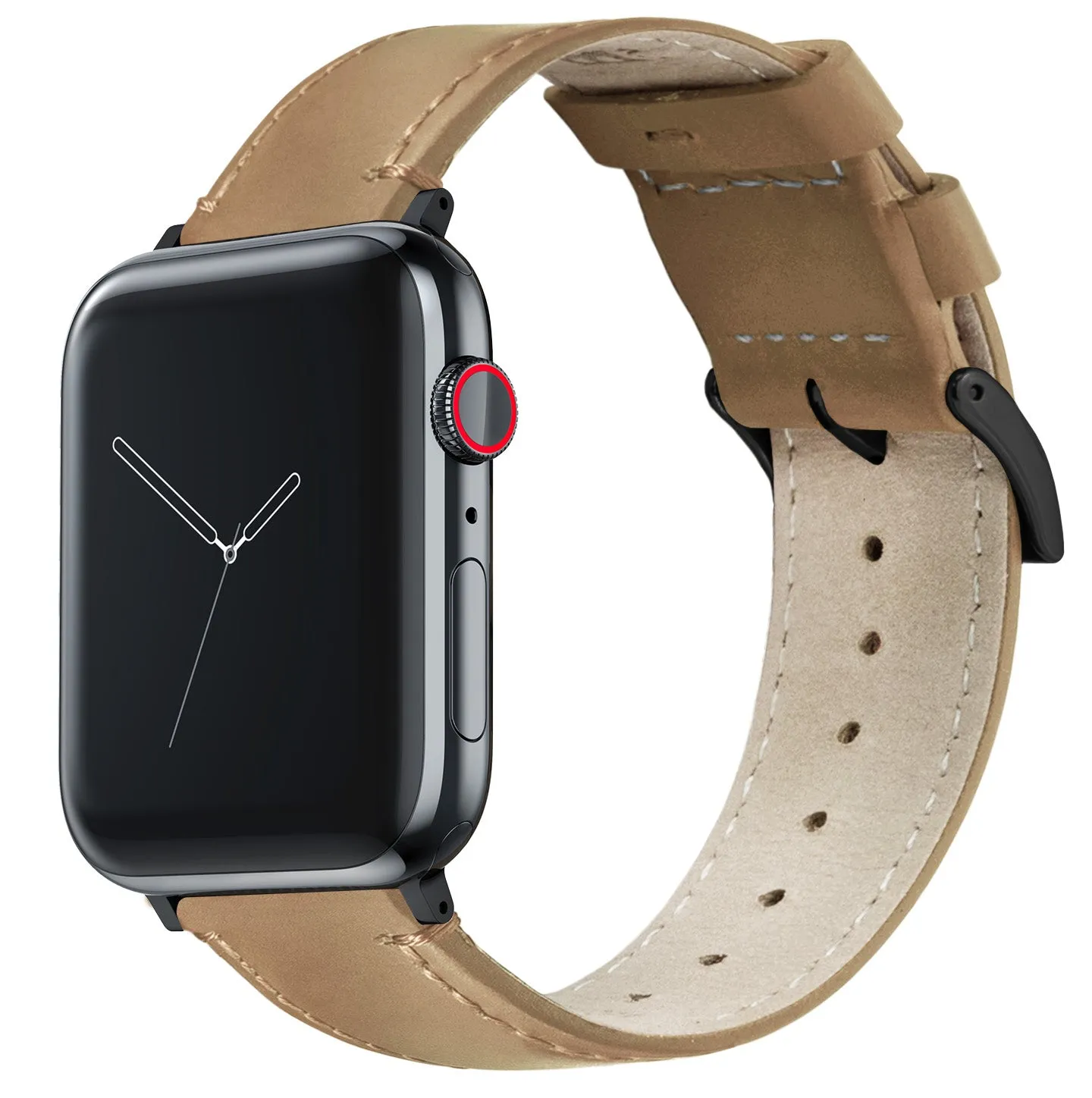 Apple Gingerbread Leather Stitching Watch Band