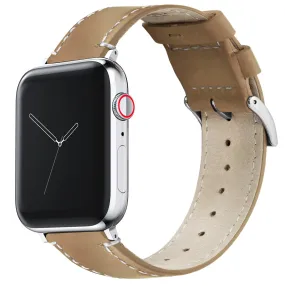 Apple Gingerbread Leather White Stitching Watch Band