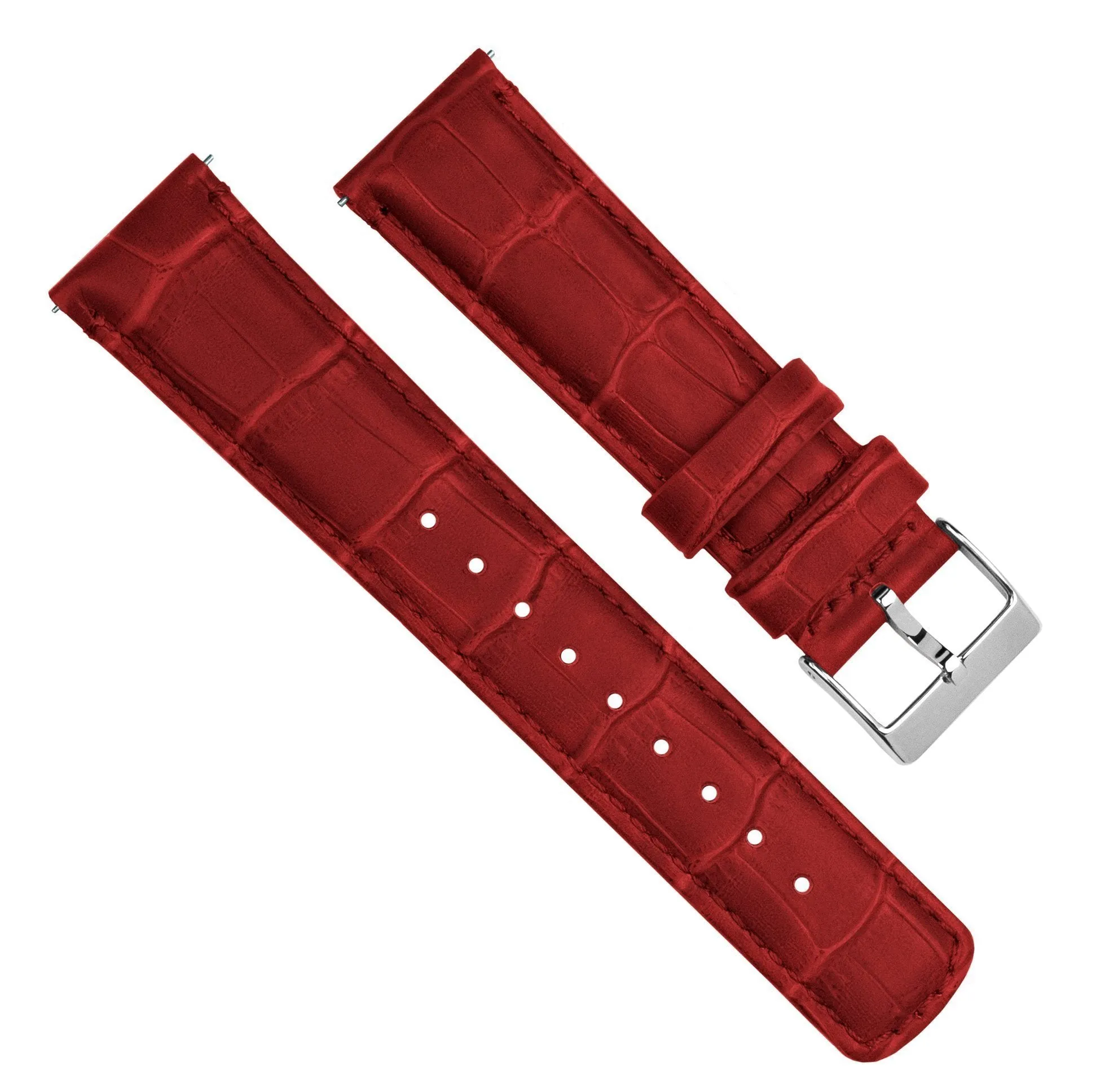 Crimson Red Alligator Grain Leather Watch Band (12mm, 18mm, 23mm SALE)