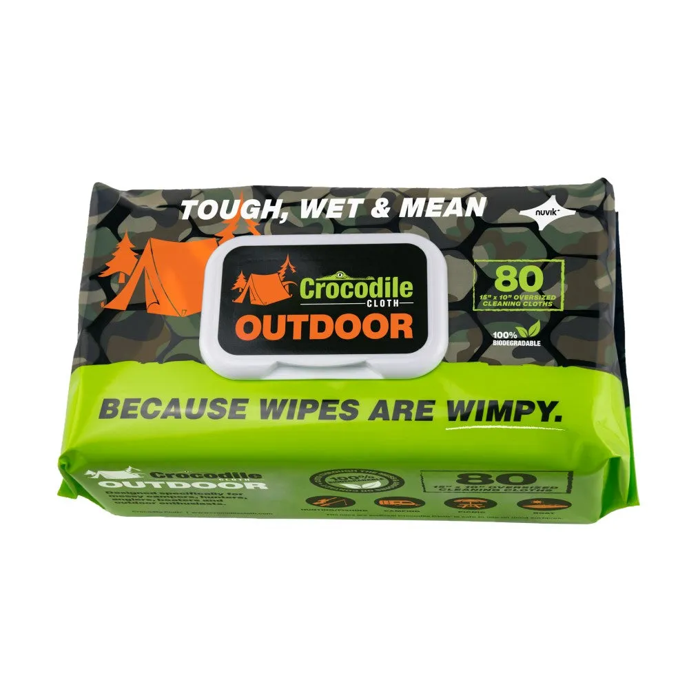 Crocodile Cleaning Cloths (Pack 80 Wipes) - Multi-Purpose, Grill, Outdoor or Marine