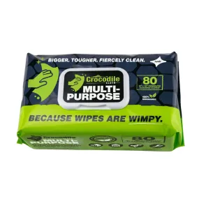 Crocodile Cleaning Cloths (Pack 80 Wipes) - Multi-Purpose, Grill, Outdoor or Marine