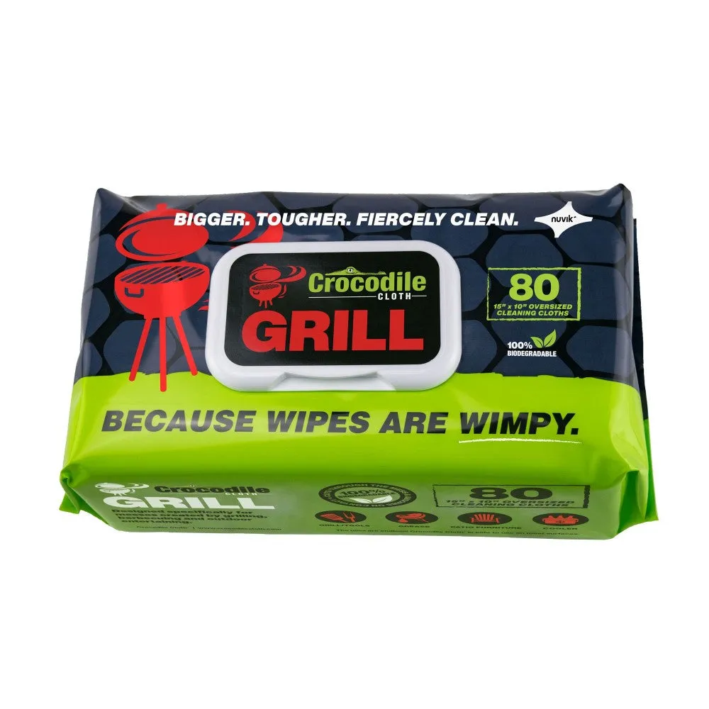 Crocodile Cleaning Cloths (Pack 80 Wipes) - Multi-Purpose, Grill, Outdoor or Marine