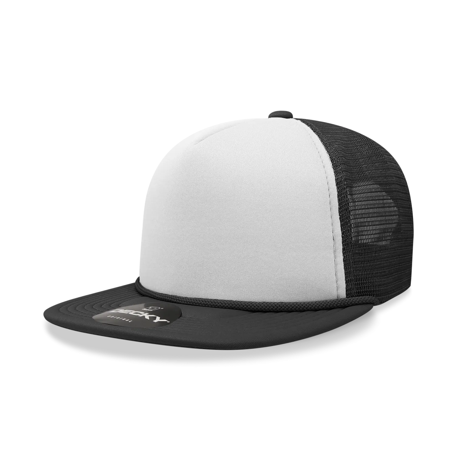 Decky 224 Blank 2-Tone Flat Bill Foam Trucker Hat