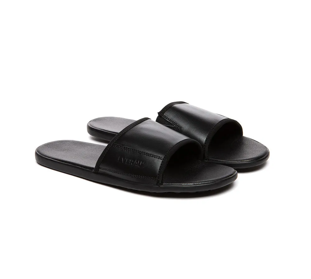 EVERAU® Men Leather Slip-on Ultra Soft Summer Slides Andy