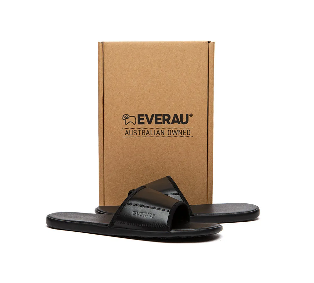 EVERAU® Men Leather Slip-on Ultra Soft Summer Slides Andy