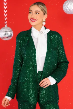 Just Living Life Hunter Green Sequin Blazer