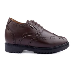 Men's 3.5 inch Hidden Height Increasing Faux Leather Brogue Lace-up Shoes