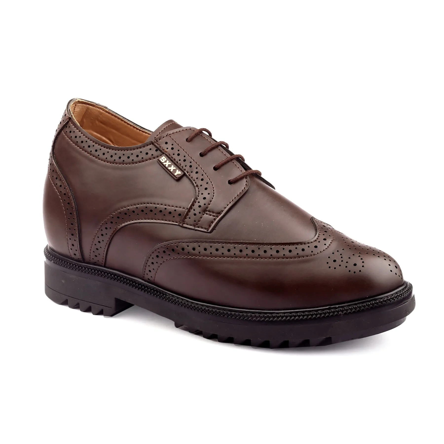 Men's 3.5 inch Hidden Height Increasing Luxe Brogue Lace-up Shoes