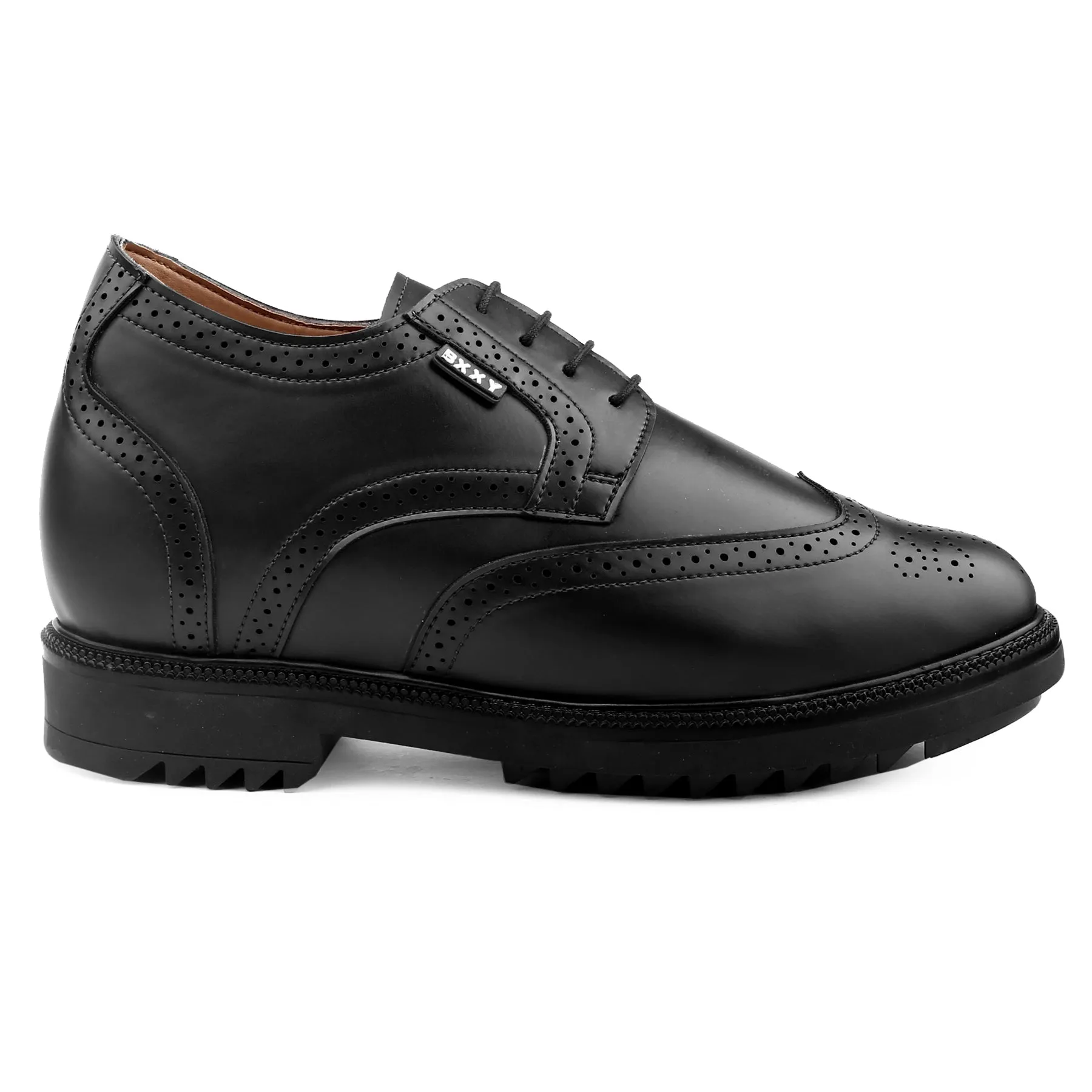 Men's 3.5 inch Hidden Height Increasing Luxe Brogue Lace-up Shoes