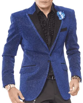 Men's Fashion Sport Coat/Blazer-Lurex Blue