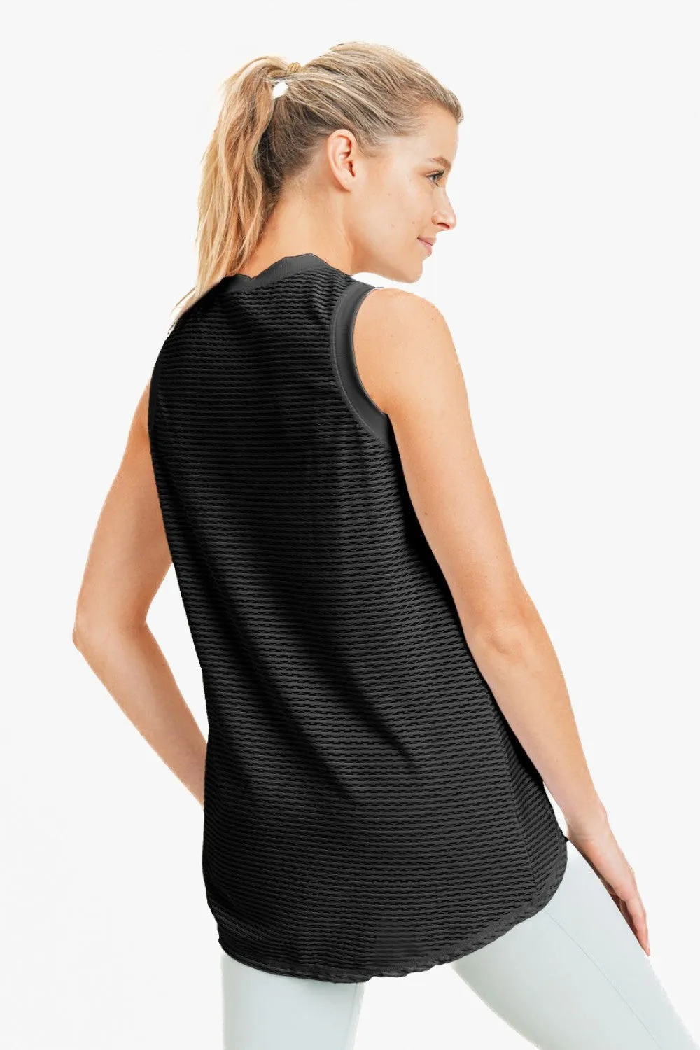 Mono B High Neck Mesh Textured Tank AT3093