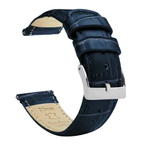 Moto 360 Gen2 Navy Blue Alligator Grain Leather Watch Band