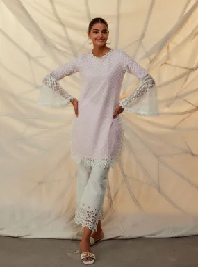 Mulmul Aspen Pink Kurta With Garara