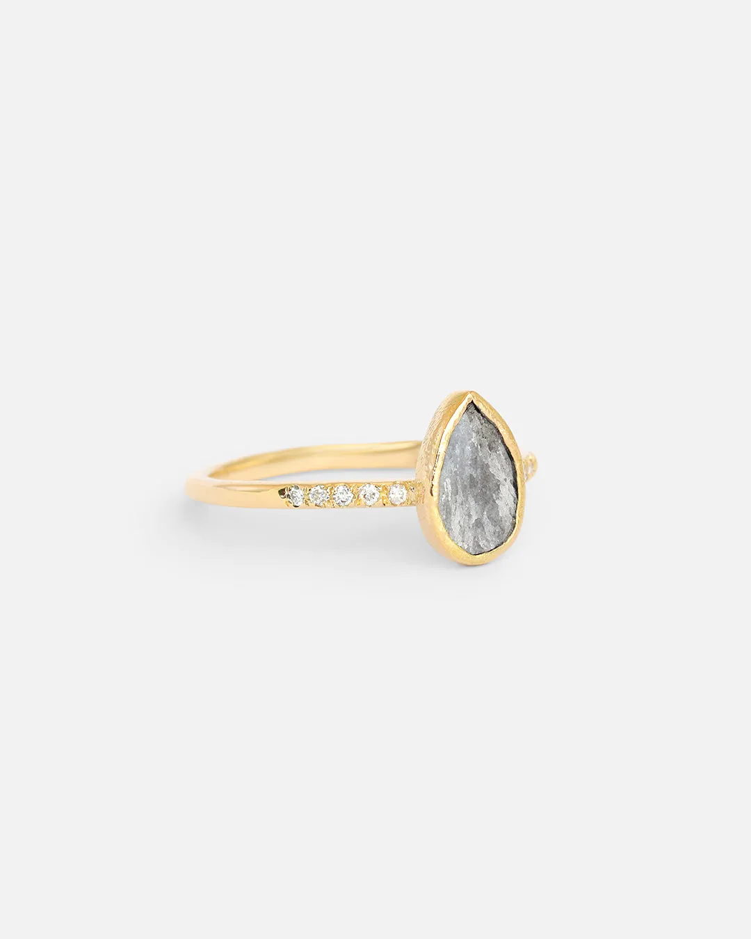 Pear Shaped Flat Grey Diamond / Ring