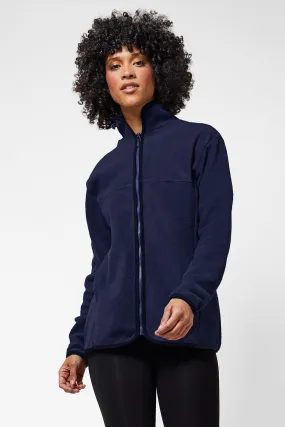 Trimmed Fleece Jacket with Pockets Navy